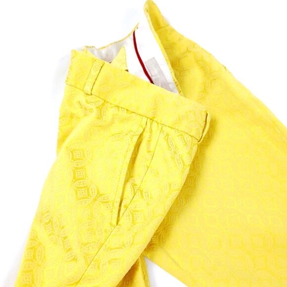 Banana Republic Yellow Cropped Embossed Pants 00P Mid-Rise Tailored Fit - Picture 5 of 6